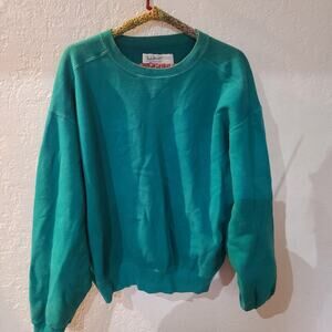 Vintage LL Bean Russell Sweatshirt Mens Large Tall Green Made in USA